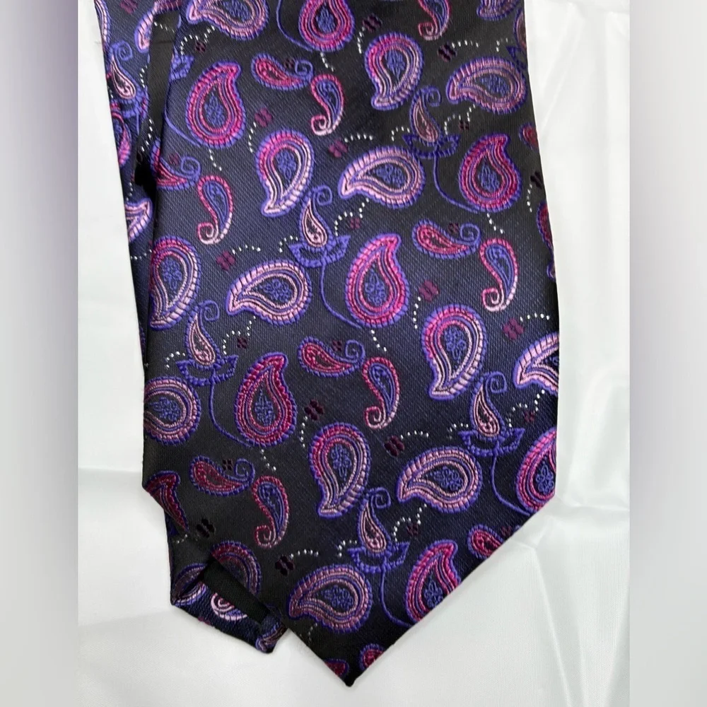 💰Armarachi Paisley Satin Galaxy Purple Neck Tie Classy Retro Formal Flare